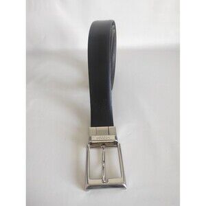 Canali Reversible Black & Dark Brown Calf Skin Belt Mens 38/95 Silver-Finish